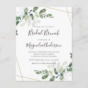 Elegante Eukalyptus-Hochzeitsbrunch-Einladungskart Postkarte