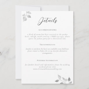 Elegante Eukalyptus-Hochzeitsdetails Beilagekarte Einladung