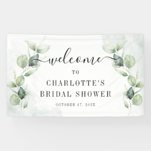 Elegante Eukalyptus-Hochzeitsdusche Willkommen Banner