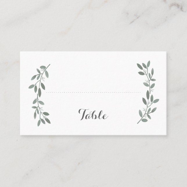 Elegante Eukalyptus Hochzeitssalon-Platzkarte Platzkarte (Vorderseite)