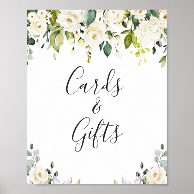 Elegante Eukalyptus-Karten und Geschenke für Hochz Poster (Vorne)