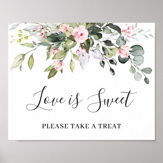 Elegante Eukalyptus-Liebe ist süßes Hochzeitszeich Poster (Vorne)