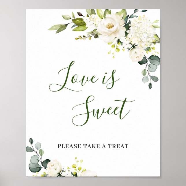 Elegante Eukalyptus-Liebe ist süßes Hochzeitszeich Poster (Vorne)