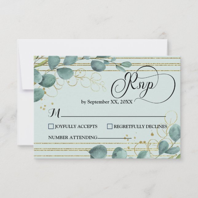 Elegante Eukalyptus Response Card RSVP Karte (Vorderseite)