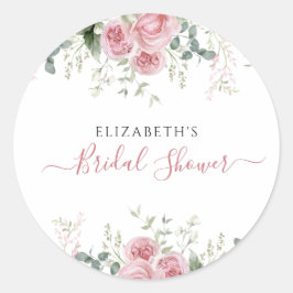 Elegante Eukalyptus & Roses Einladung Runder Aufkleber
