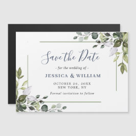 Elegante Eukalyptus Save the Date Magnetkarte