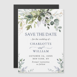 Elegante Eukalyptus Save the Date Magnetkarte