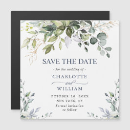 Elegante Eukalyptus Save the Date Magnetkarte