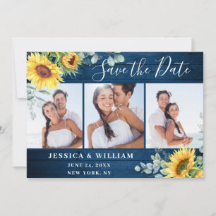 Elegante Eukalyptus-Sonnenblumen-Blumenhochzeit Save The Date