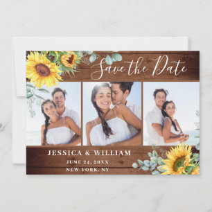 Elegante Eukalyptus-Sonnenblumen-Blumenhochzeit Save The Date