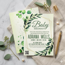 elegante Eukalyptus- und Gold-Geometrie-Baby-Party