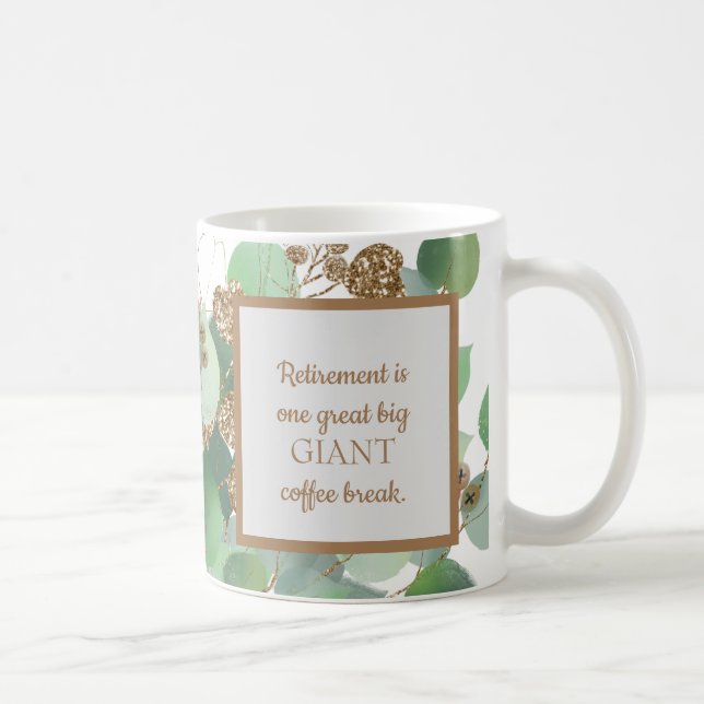 Elegante Eukalyptus- und Gold-Pensionskaffee-Tasse Kaffeetasse (Rechts)