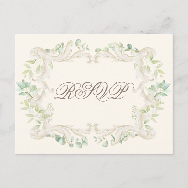 Elegante Eukalyptus Vintage Rustikale RahmenWeddin Postkarte (Vorderseite)