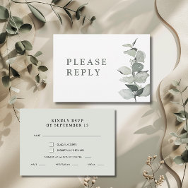Elegante Eukalyptus Wählen Sie eine Mahlzeit Hochz RSVP Karte