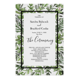 Elegante Eukalyptus Wedding Zeremony Program Hand Poster