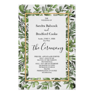 Elegante Eukalyptus Wedding Zeremony Program Hand Poster