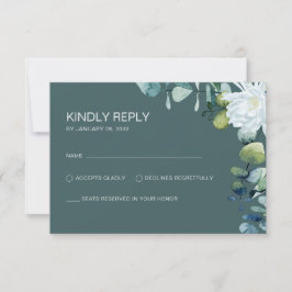 Elegante Eukalyptus-weiße Blume schick Hochzeit RSVP Karte