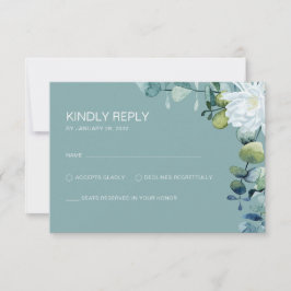 Elegante Eukalyptus-weiße Blume schick Hochzeit RSVP Karte