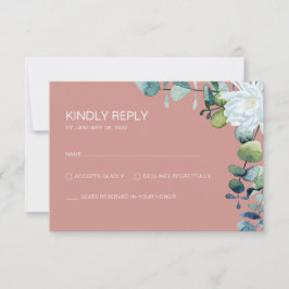 Elegante Eukalyptus-weiße Blume schick Hochzeit RSVP Karte