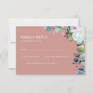 Elegante Eukalyptus-weiße Blume schick Hochzeit RSVP Karte