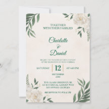 Elegante Eukalyptus Weiße Florale Hochzeitseinladu