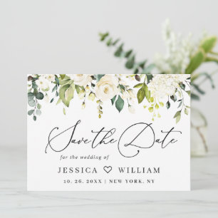 Elegante Eukalyptus Weiße Rosen Florale Hochzeit Save The Date
