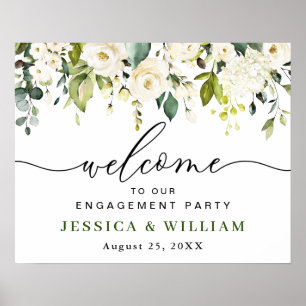 Elegante Eukalyptus Weiße Rosen PROBEDINNER Poster
