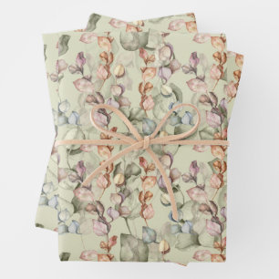 Elegante Eukalyptusblätter Geschenkpapier Set