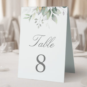 Elegante Eukalyptusblätter Grün Gold Hochzeit  Tischaufsteller