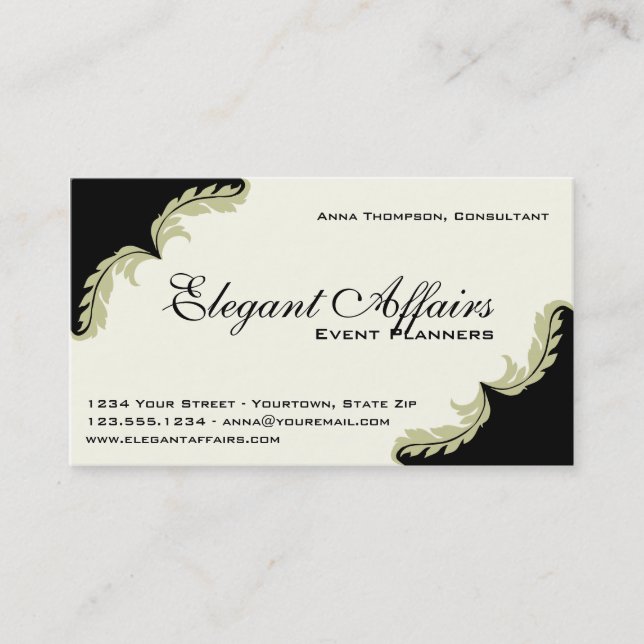 Elegante Event-Planer-Visitenkarte Visitenkarte (Vorderseite)