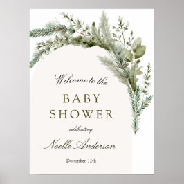 Elegante Evergreen Arch Baby Shower Willkommen Poster