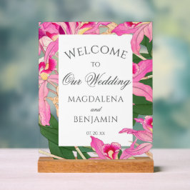 Elegante exotisch rosa Orchideen-Blume Hochzeit Wi Acrylschild