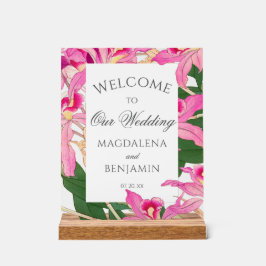 Elegante exotisch rosa Orchideen-Blume Hochzeit Wi Acrylschild