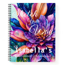 Elegante exotische Blumen, Aquarell-Skizzenbuch