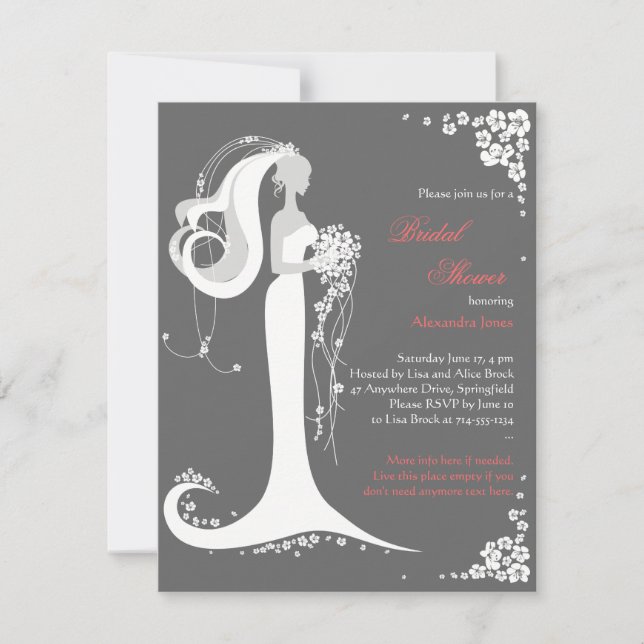 Élégante Faire-part de la Fête de l'mariée des épo (Devant)