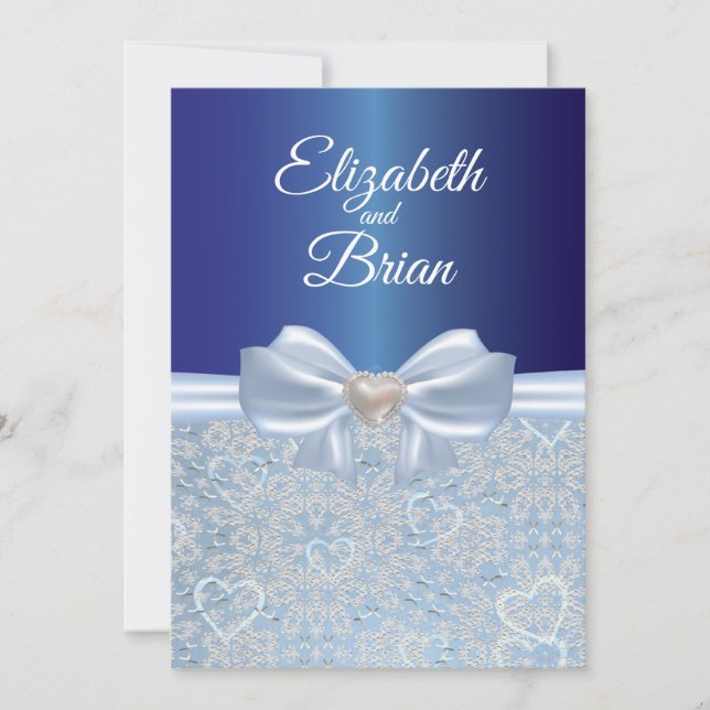 Elégante faire-part de mariage bleue royale (Devant)