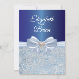 Elégante faire-part de mariage bleue royale