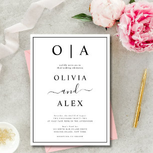 Élégante Faire-part de mariage classique noir et b