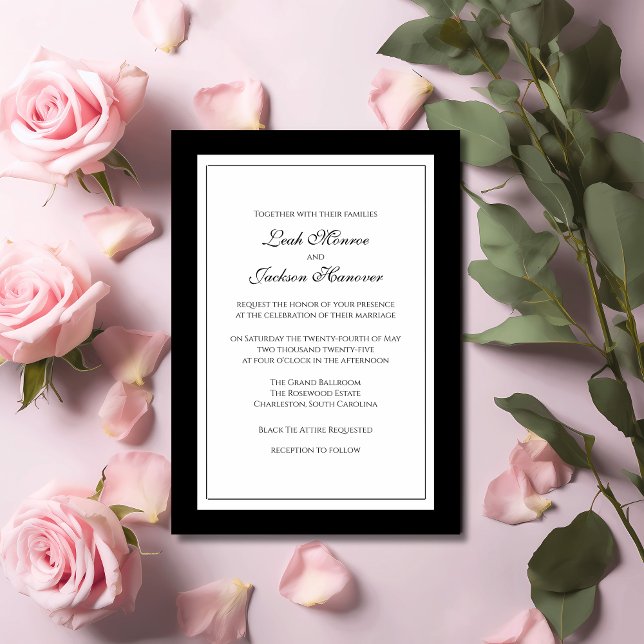 Elégante Faire-part de mariage de Cravate noire (Créateur téléchargé)