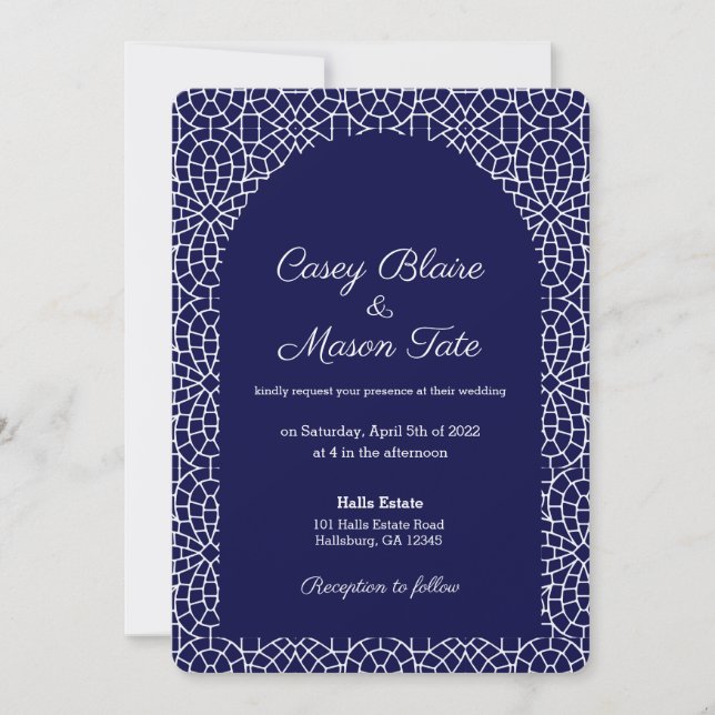Élégante Faire-part de mariage de mosaïque de la M (Devant)