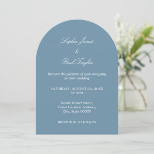 Elégante Faire-part de mariage en arc bleu Dusty