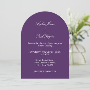 Élégante Faire-part de mariage en arc violet foncé