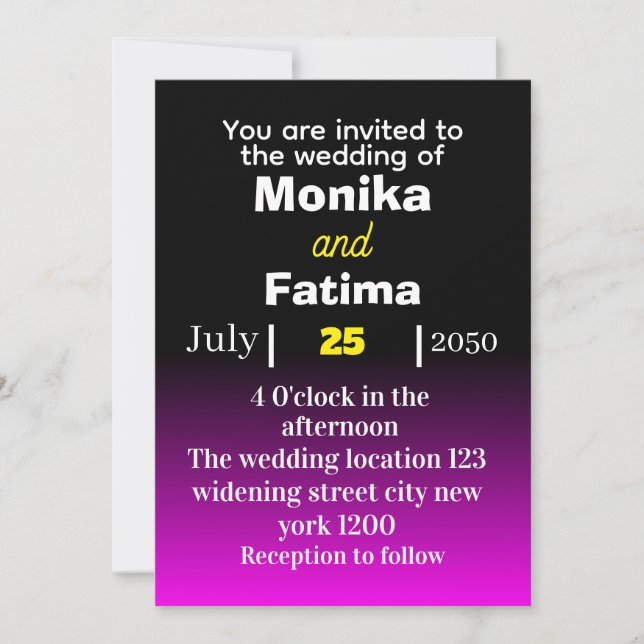 Elégante Faire-part de mariage noire et bleue (Devant)