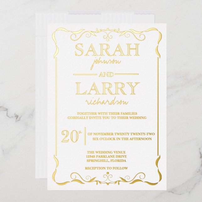 Élégante Faire-part de mariage traditionnelle Gold (Enveloppe)