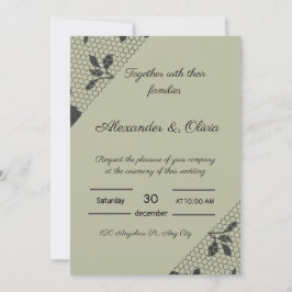 Elégante Faire-part de mariage verte avec Flore No