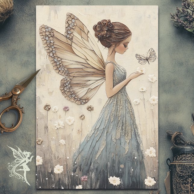 Elegante Fairy & Butterfly Mosaik Fantasy Decoupag Seidenpapier (Von Creator hochgeladen)