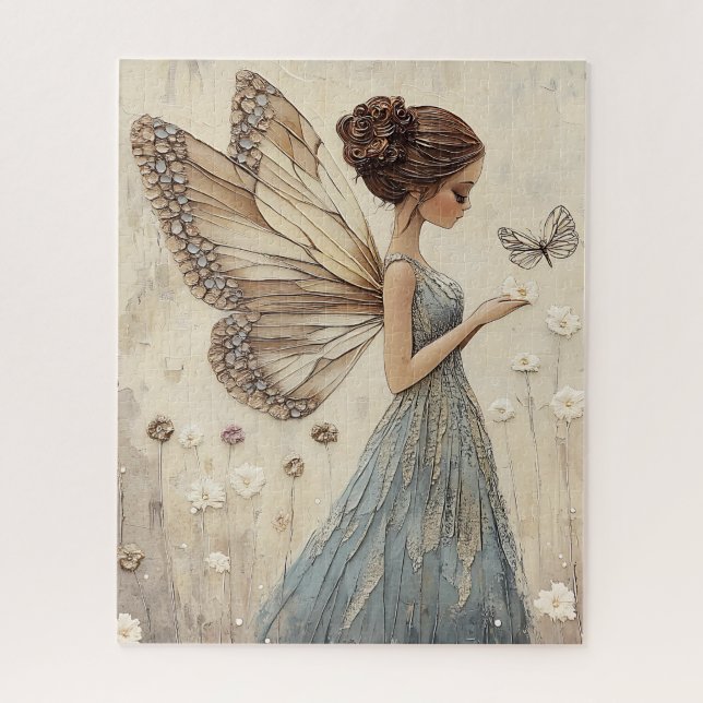 Elegante Fairy & Butterfly Mosaik Fantasy in Blue (Vertikal)