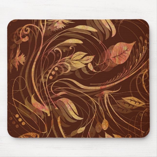 Elegante Fall Batik Print Foliage Mousepad (Vorne)