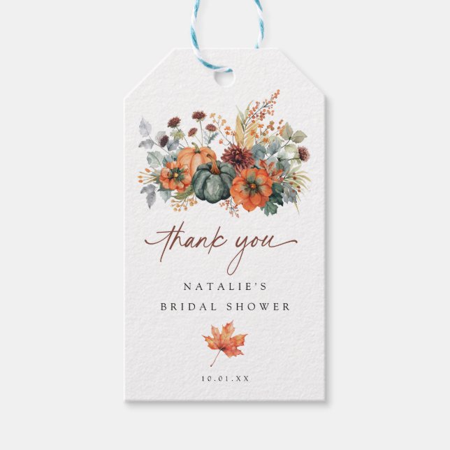 Elegante Fall Brautparty Gevor Geschenkanhänger (Vorderseite)