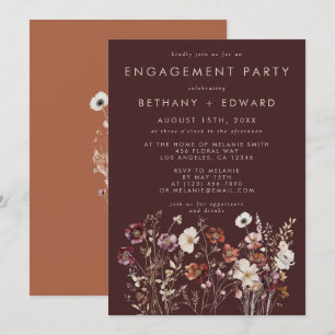 Elegante Fall Brown Floral Engagement Party Einladung